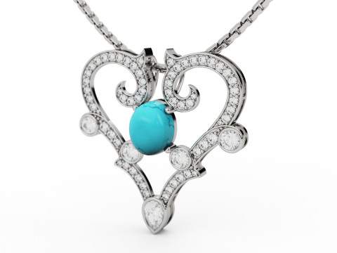 Royal Heart Diamond Pendant 3D 프린트 모델