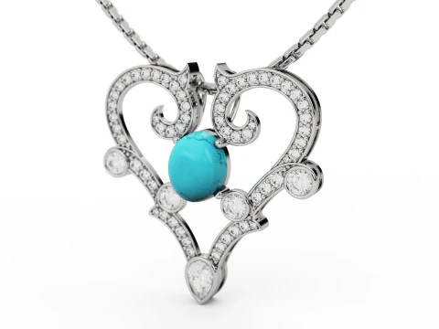 रॉयल हार्ट डायमंड पेंडेंट 3D प्रिंट मॉडल