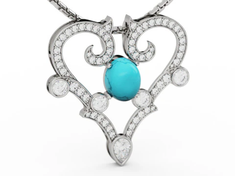 Royal Heart Diamond Pendant 3D Print Model