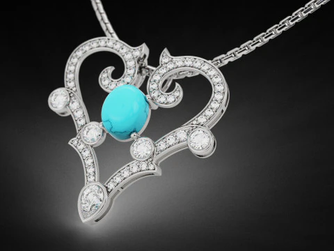 Royal Heart Diamond Pendant 3D Print Model