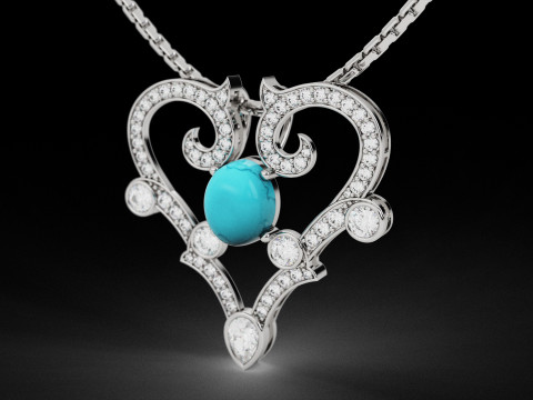 Royal Heart Diamond Pendant 3D प्रिंट मॉडल