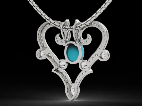 Royal Heart Diamond Pendant 3D Print Model