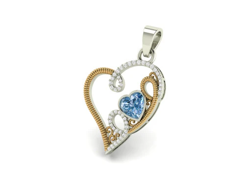 Ribbon Fold Rope Heart Diamond Pendant 3D Print Model