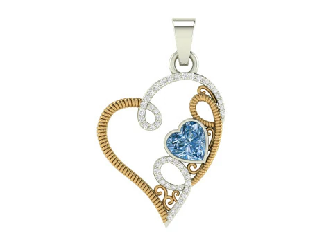 Ribbon Fold Rope Heart Diamond Pendant 3D Print Model