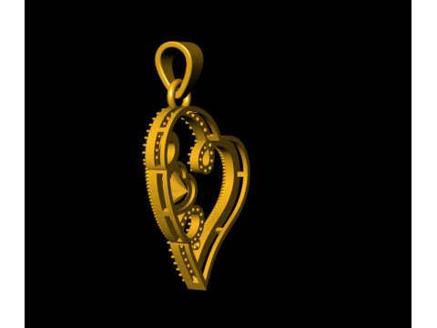 Ribbon Fold Rope Heart Diamond Pendant 3D Print Model