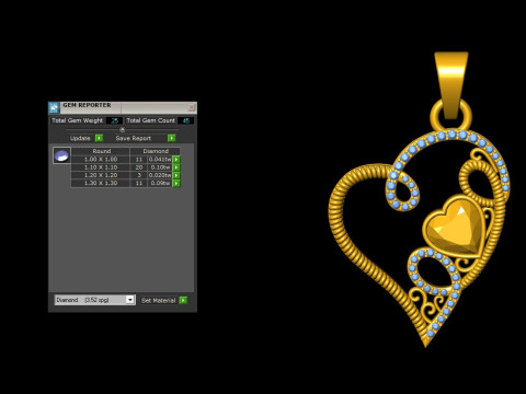 Ribbon Fold Rope Heart Diamond Pendant Modelo de Impressão 3D