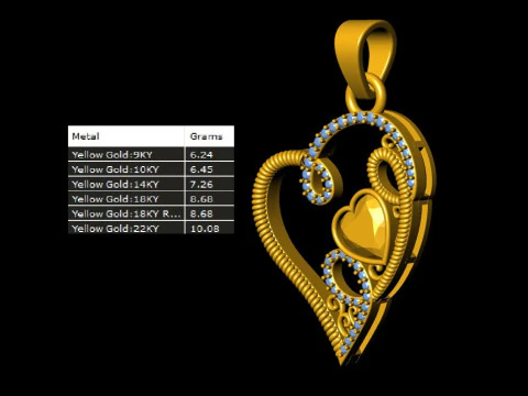 Ribbon Fold Rope Heart Diamond Pendant 3D Print Model