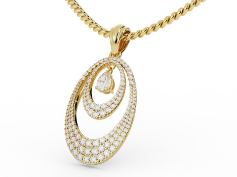 Double Layer Teardrop Diamond Pendant 3D Print Model