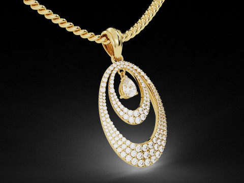 Double Layer Teardrop Diamond Pendant Modelo de impresión 3D