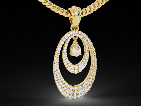 Double Layer Teardrop Diamond Pendant Modelo de impresión 3D