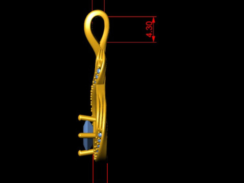 Princess Cut Solitaire ribbon Pendant 3D Принт Модель