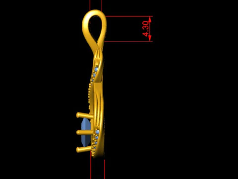 Princess Cut Solitaire ribbon Pendant 3D Print Model