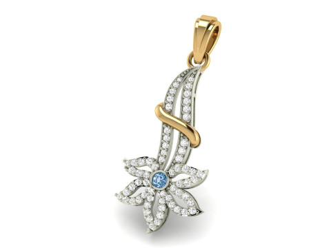 Blossom Flower Diamond Pendant Model Cetak 3D