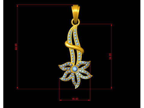 Blossom Flower Diamond Pendant Model Cetak 3D