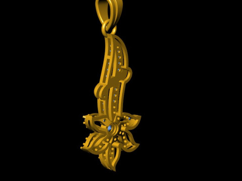 Blossom Flower Diamond Pendant Model Cetak 3D