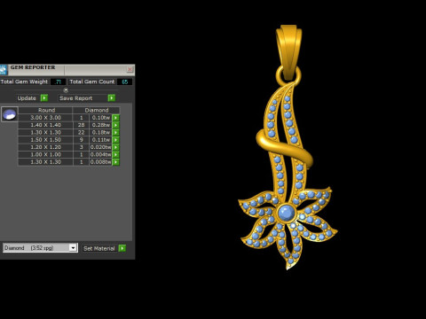 Blossom Flower Diamond Pendant Model Cetak 3D