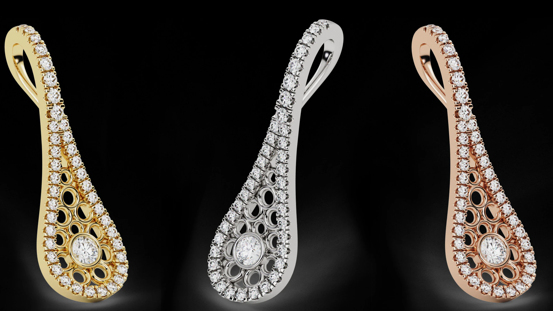 Valentine Solitaire Teardrop Pendant 3D Print Model .c4d .max .obj .3ds .fbx .stl .blend 