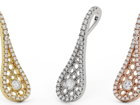 Valentine Solitaire Teardrop Pendant 3D Baskı Modeli