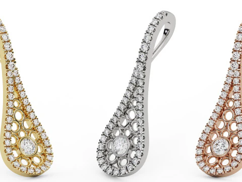 Valentine Solitaire Teardrop Pendant 3D Print Model