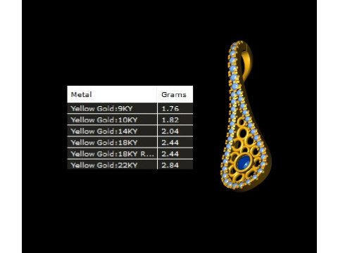 Valentine Solitaire Teardrop Pendant 3D Baskı Modeli