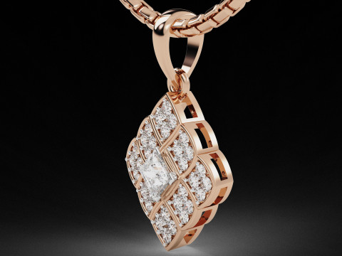 Quad Princess Cut Solitaire Diamond Pendant 3D प्रिंट मॉडल