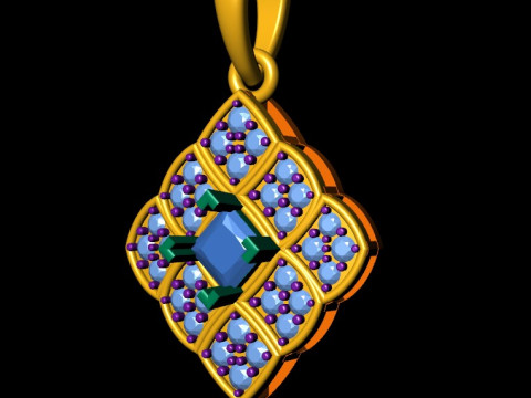 Quad Princess Cut Solitaire Diamond Pendant 3D प्रिंट मॉडल