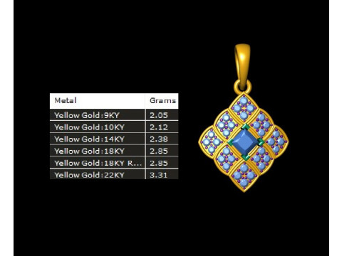 Quad Princess Cut Solitaire Diamond Pendant 3D प्रिंट मॉडल