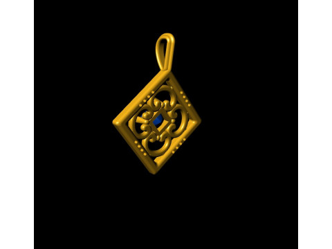 Square Princess Cut Solitaire Diamond Pendant Model do druku 3D