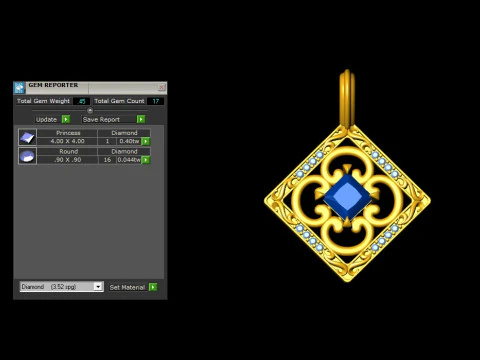 Square Princess Cut Solitaire Diamond Pendant 3D Print Model