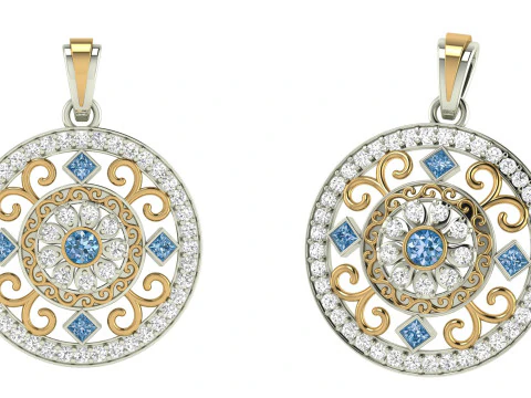 Round Filigree Solitaire Pendant 3D Print Model