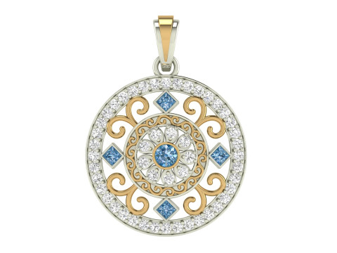 Round Filigree Solitaire Pendant 3D Принт Модель