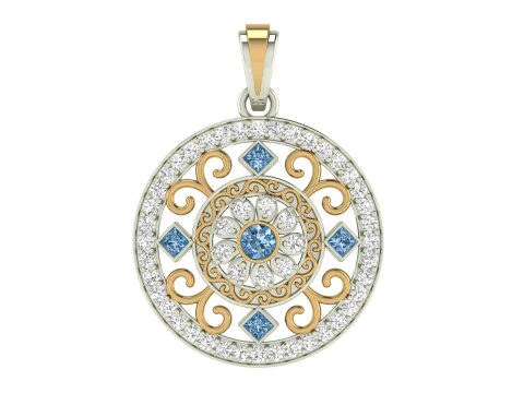 Round Filigree Solitaire Pendant 3D Print Model