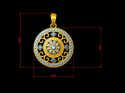 Round Filigree Solitaire Pendant 3D Print Model