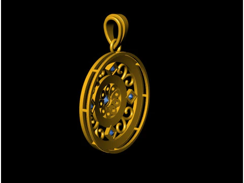 Round Filigree Solitaire Pendant 3D Print Model