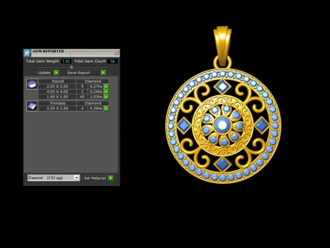 Round Filigree Solitaire Pendant 3D Print Model