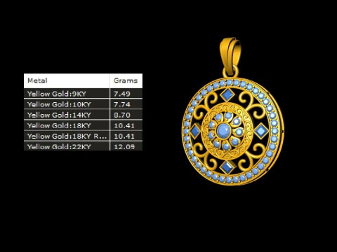 Round Filigree Solitaire Pendant 3D Print Model