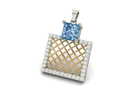 Pingente de diamante de pedra colorida de malha quadrada Modelo de Impressão 3D