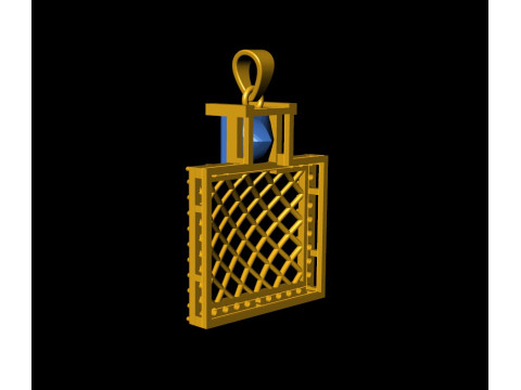 Square Mesh Color Stone Diamond Pendant 3Dプリントモデル