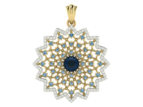 Celestial Starburst Galaxy Diamond Pendant 3D Print Model