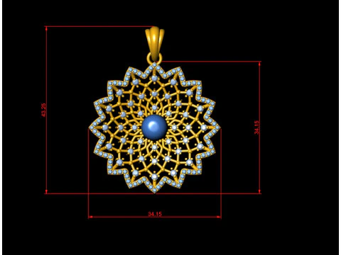Celestial Starburst Galaxy Diamond Pendant 3D Print Model