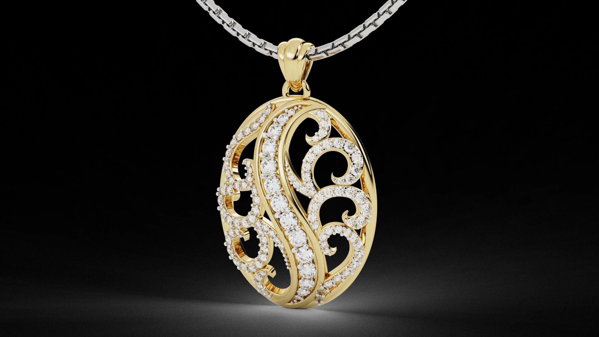 Filigree Diamond Pendant 2 3D Print Model .c4d .max .obj .3ds .fbx .stl .blend 