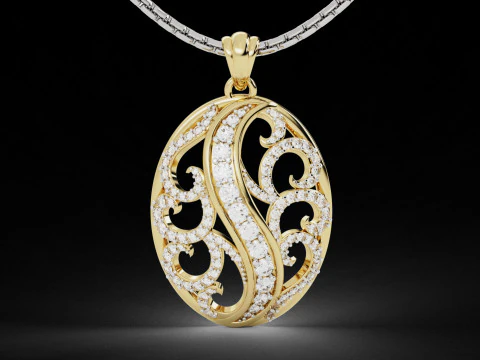 Filigree Diamond Pendant 2 3D Print Model