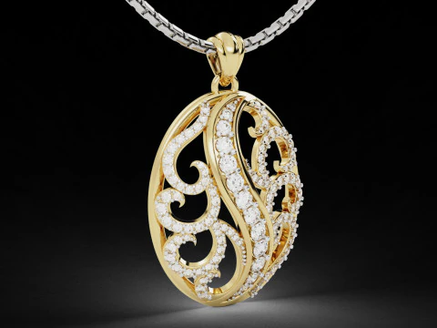 Filigree Diamond Pendant 2 3D Print Model