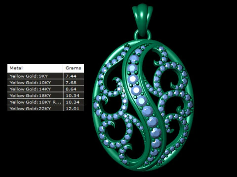 Filigree Diamond Pendant 2 3D Print Model