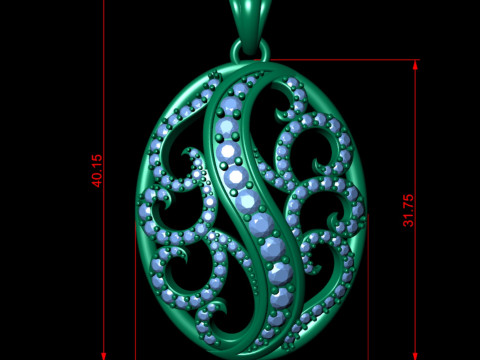 Filigree Diamond Pendant 2 Modèles 3D en vedette