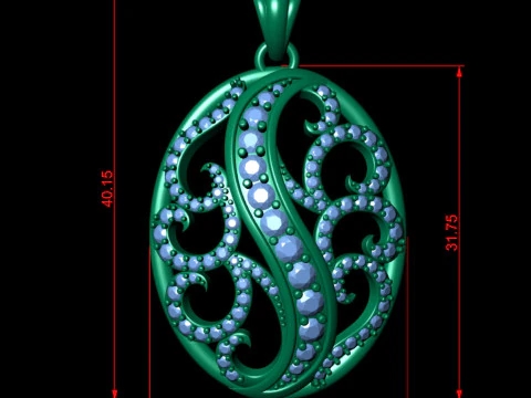 Filigree Diamond Pendant 2 3D Print Model