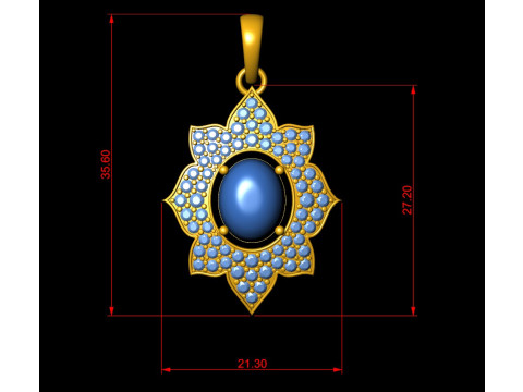 Diamond Lotus Cabochon Pendant 3D 프린트 모델