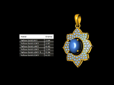 Diamond Lotus Cabochon Pendant 3D 프린트 모델