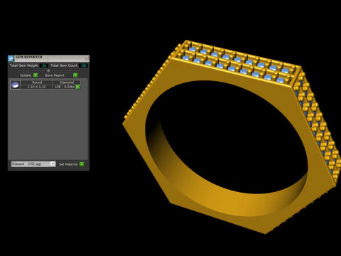 Hexagon Gold Diamond Eternity Ring 3D Print Model