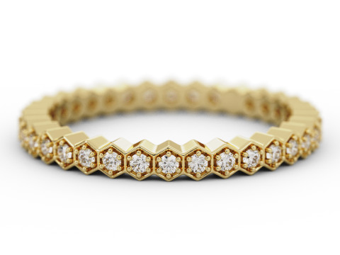 Vessel Honeycomb Diamond Eternity Band Ring 3Dプリントモデル